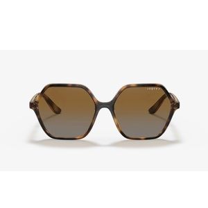 VOGUE Hexagon Polarized Brown Gradient Tortoiseshell Sunglasses Retro 70s EUC